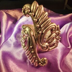 Vintage Taxco Silver Feather Hinge Bracelet